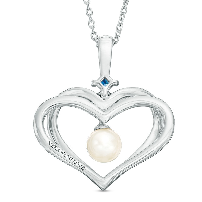 Main Image 2 of Previously Owned-The Kindred Heart from Vera Wang Love Collection Freshwater Cultured Pearl Pendant in Sterling Silver
