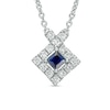 Thumbnail Image 1 of Previously Owned - Vera Wang Love Collection Blue Sapphire and 1/4 CT. T.W. Diamond Necklace in Sterling Silver - 19"