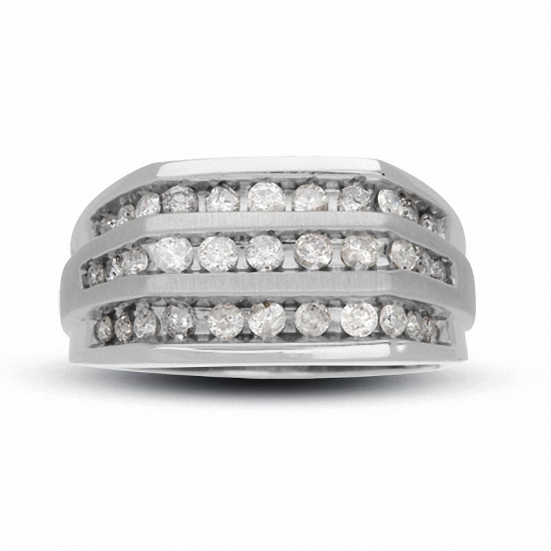 Main Image 1 of Previously Owned - 1 CT. T.W. Diamond Triple Row Ring in 10K White Gold