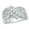 Thumbnail Image 1 of Previously Owned - 2 CT. T.W. Diamond Cluster Crossover Ring in 10K White Gold