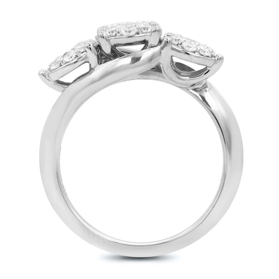 Previously Owned - 1 CT. T.w. Diamond Cluster Three Stone Engagement Ring in 14K White Gold