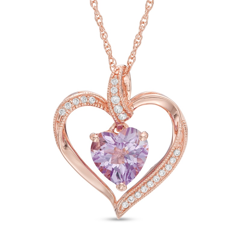 Sterling Silver Genuine Pink Sapphire and Rose Gold Heart Pendant Sterling Silver Genuine Pink Sapphire and Rose Gold Heart Pendant