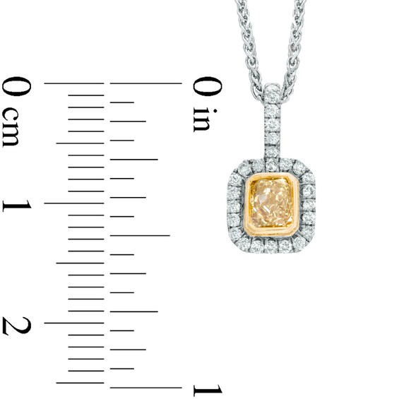 Previously Owned - 5/8 CT. T.w. Enhanced Yellow and White Diamond Frame Pendant in 14K White Gold