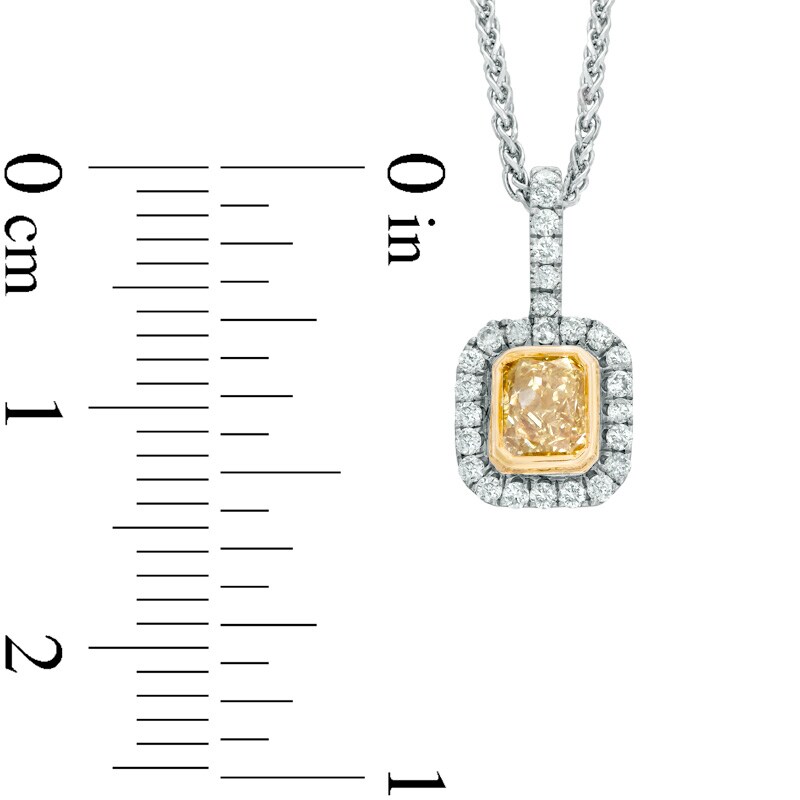 Main Image 2 of Previously Owned - 5/8 CT. T.W. Enhanced Yellow and White Diamond Frame Pendant in 14K White Gold