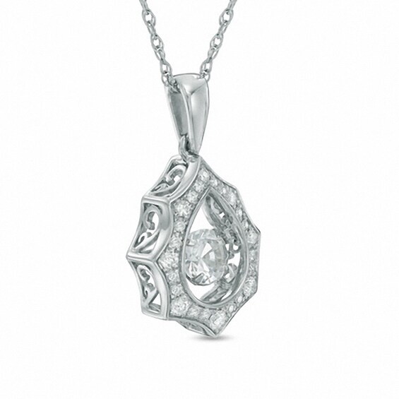 Previously Owned - 1/2 CT. T.w. Diamond Starburst Pendant in 10K White Gold