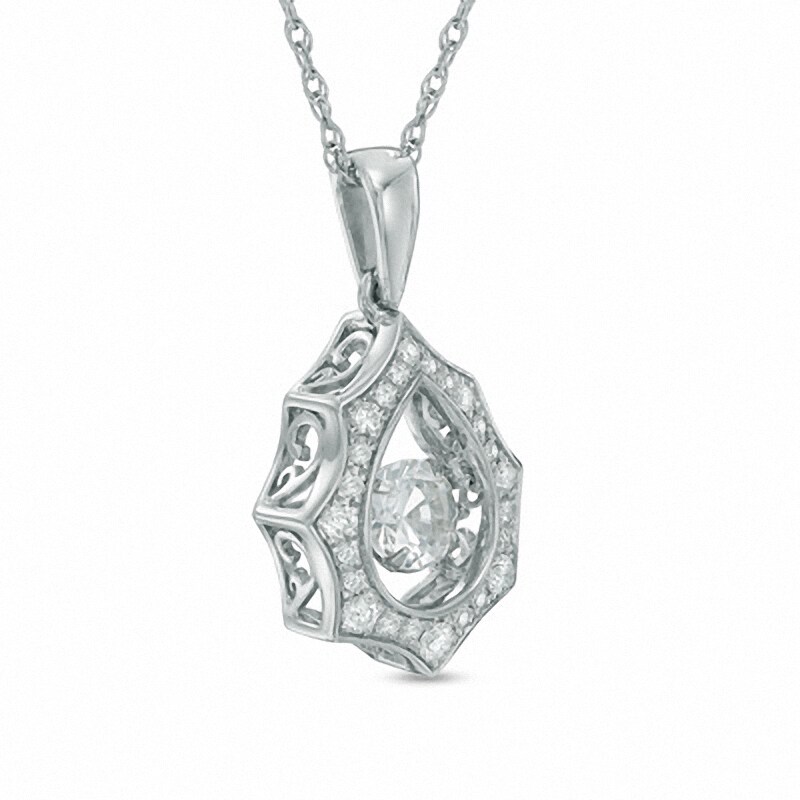 Main Image 2 of Previously Owned - 1/2 CT. T.W. Diamond Starburst Pendant in 10K White Gold