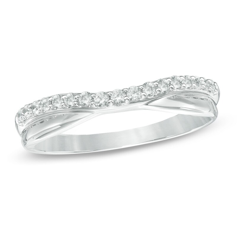 Main Image 1 of Previously Owned - 1/5 CT. T.W. Diamond Twist Contour Band in 14K White Gold