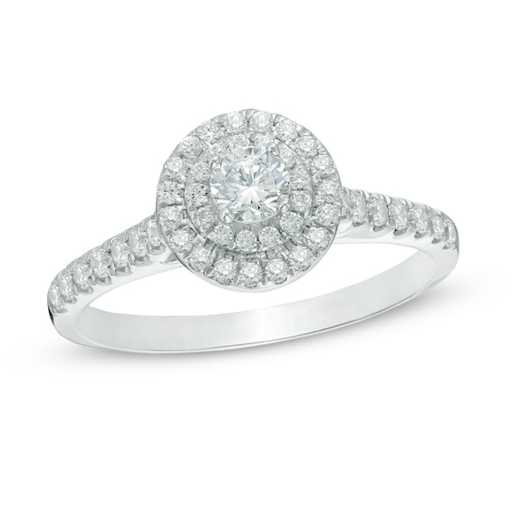 Previously Owned - 1/2 CT. T.w. Diamond Double Frame Engagement Ring in 10K White Gold