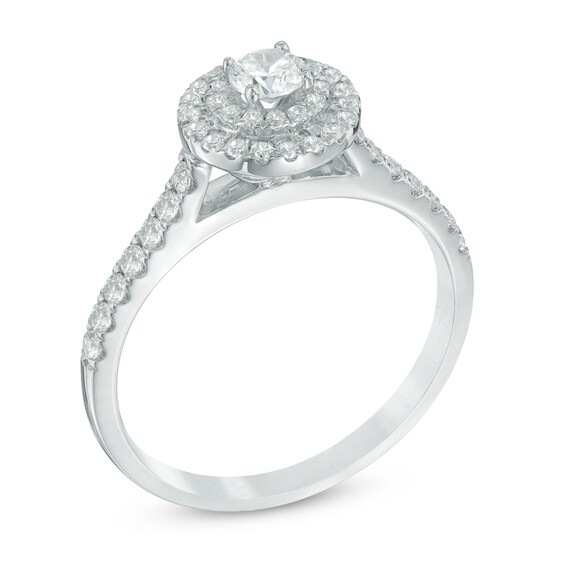 Previously Owned - 1/2 CT. T.w. Diamond Double Frame Engagement Ring in 10K White Gold