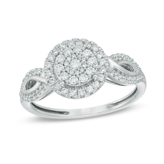 Previously Owned - 1/2 CT. T.w. Multi-Diamond Twist Shank Ring in 10K White Gold