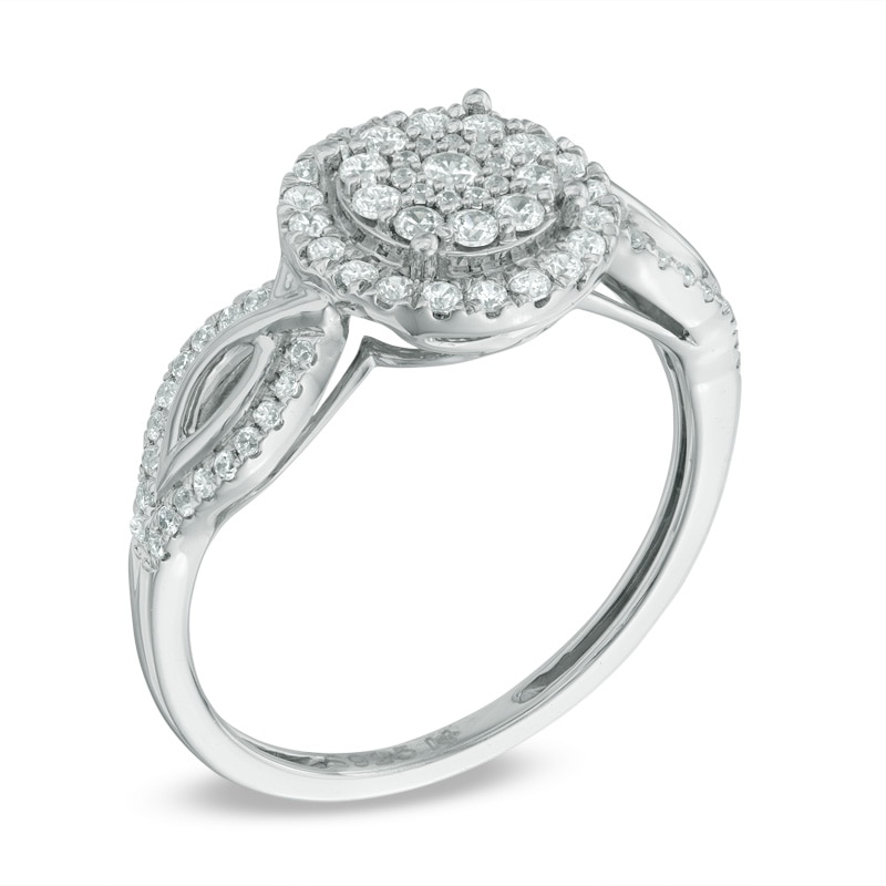 Main Image 2 of Previously Owned - 1/2 CT. T.W. Multi-Diamond Twist Shank Ring in 10K White Gold