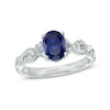 Previously Owned - Oval Lab-Created Blue and White Sapphire Twist Ring in Sterling Silver