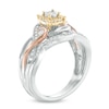 Thumbnail Image 2 of Previously Owned - 1/3 CT. T.W. Diamond Frame Swirl Bridal Set in Sterling Silver and 10K Two-Tone Gold