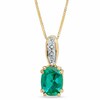 Thumbnail Image 1 of Previously Owned - Cushion-Cut Lab-Created Emerald and Diamond Accent Pendant in 10K Gold