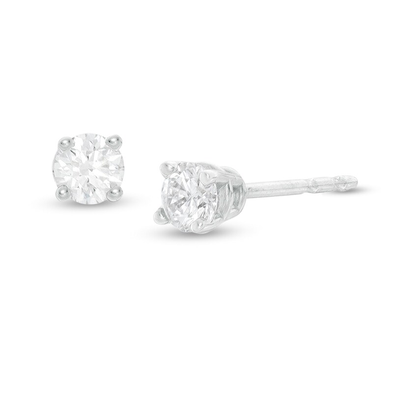 Main Image 1 of Previously Owned - 1/5 CT. T.W. Diamond Solitaire Stud Earrings in 14K White Gold