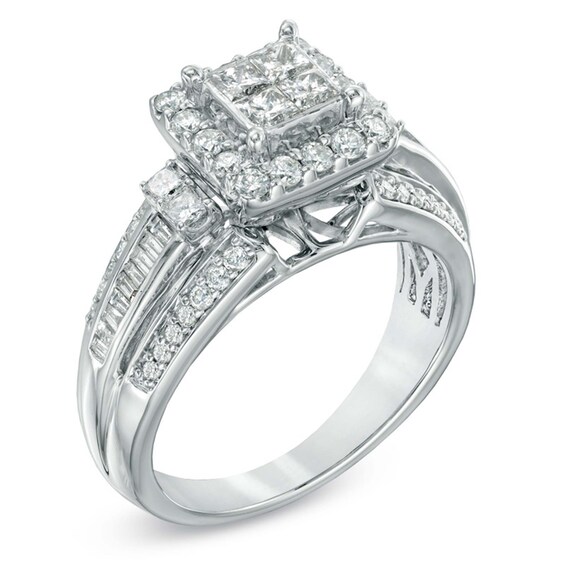 Previously Owned - 1 CT. T.w. Quad Princess-Cut Diamond Engagement Ring in 10K White Gold