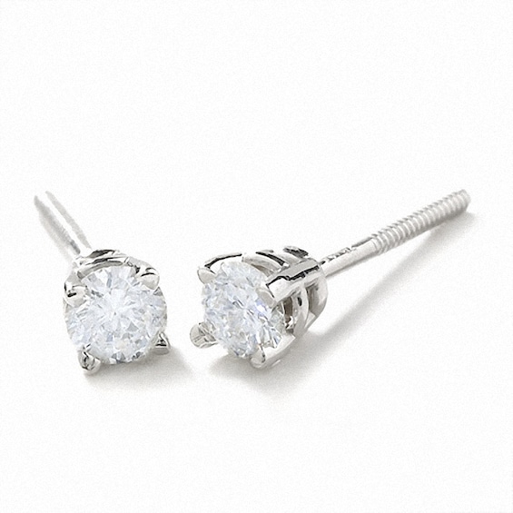 Previously Owned - 1/4 CT. T.w. Diamond Solitaire Earrings in 14K White Gold