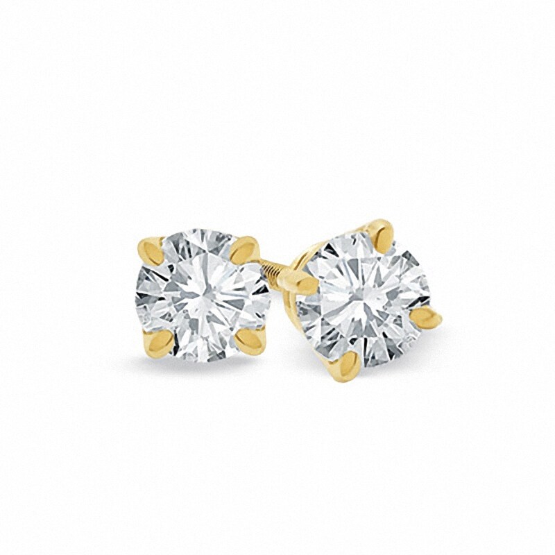 Main Image 1 of Previously Owned - 2 CT. T.W. Diamond Solitaire Stud Earrings in 18K Gold (I/VS2)