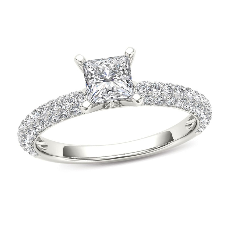 Main Image 1 of Previously Owned - 1 CT. T.W. Princess-Cut Diamond Engagement Ring in 14K White Gold