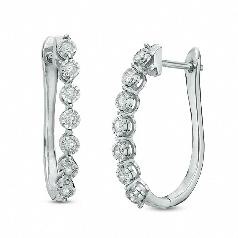 Main Image 1 of Previously Owned - 1/4 CT. T.W. Diamond Linear Earrings in 10K White Gold