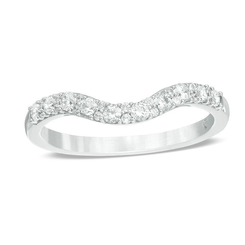Main Image 1 of Previously Owned - Love's Destiny by Zales 1/3 CT. T.W. Diamond Contour Wedding Band in 14K White Gold