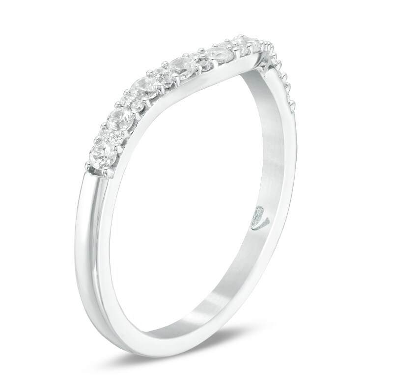 Main Image 2 of Previously Owned - Love's Destiny by Zales 1/3 CT. T.W. Diamond Contour Wedding Band in 14K White Gold