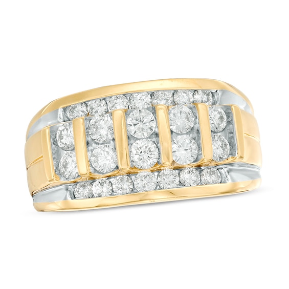 Previously Owned - 1-1/2 CT. T.w. Diamond Vertical Multi-Row Ring in 14K Gold