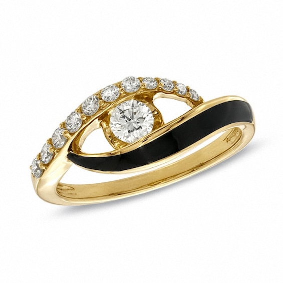 Previously Owned - 3/8 CT. T.w. Sirena⢠Black E Ring in 10K Gold