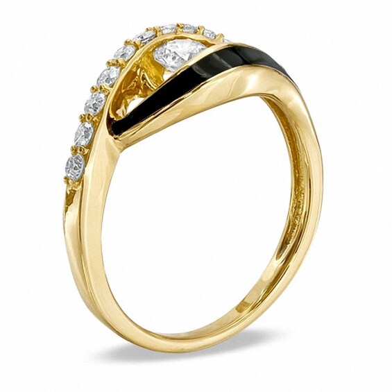 Previously Owned - 3/8 CT. T.w. Sirenaâ¢ Black E Ring in 10K Gold