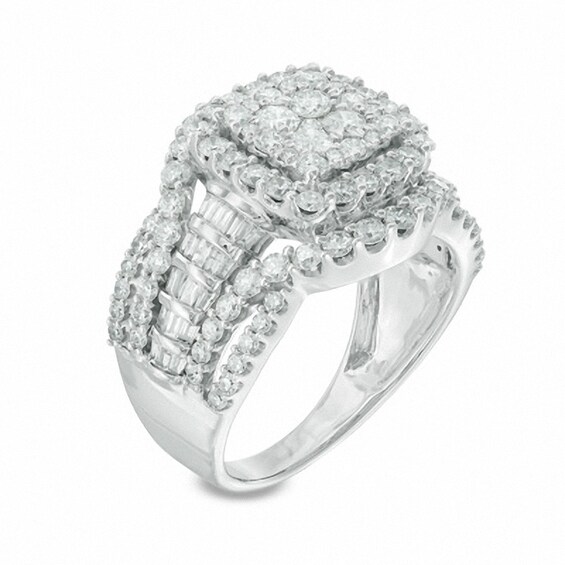 Previously Owned - 2 CT. T.w. Composite Diamond Layered Frame Ring in 10K White Gold