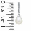 Thumbnail Image 2 of Previously Owned-7.0-7.5mm Pear-Shaped Freshwater Cultured Pearl and 1/10 CT. T.W. Diamond Drop Earrings in 10K White Gold