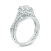 Thumbnail Image 2 of Previously Owned - 6.0mm Cushion-Cut Lab-Created White Sapphire Frame Bridal Set in Sterling Silver