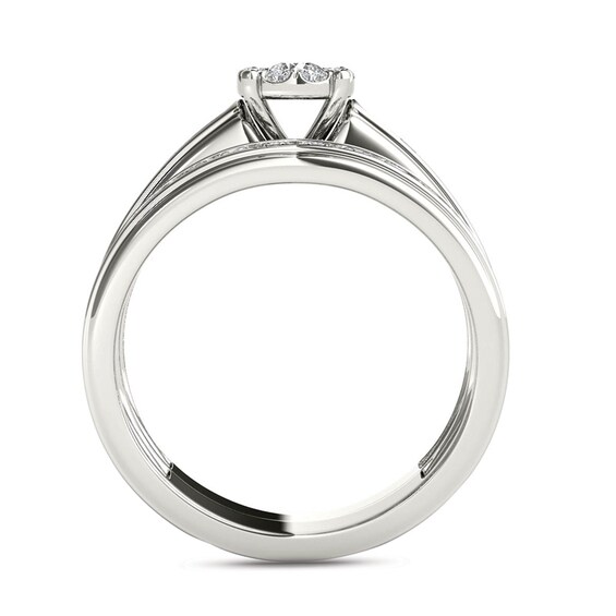 Previously Owned - 1-1/2 CT. T.w. Diamond Frame Bridal Set in 14K White Gold