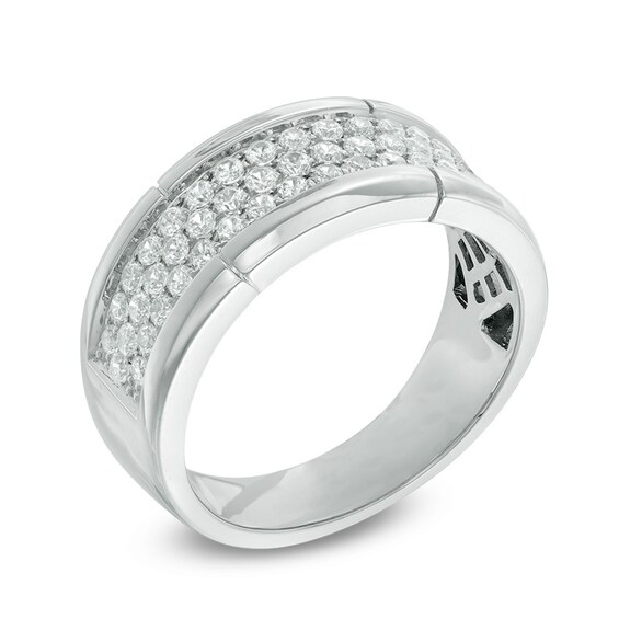 Previously Owned - 1 CT. T.w. Diamond Three Row Wedding Band in 10K White Gold