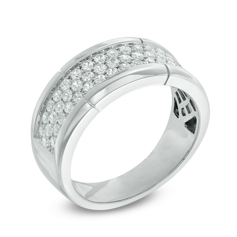 Main Image 2 of Previously Owned - 1 CT. T.W. Diamond Three Row Wedding Band in 10K White Gold