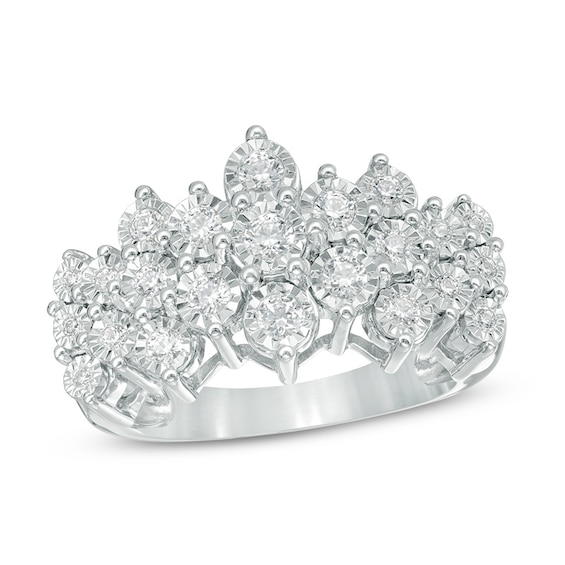 Previously Owned - 1/2 CT. T.w. Diamond Pyramid Band in 10K White Gold