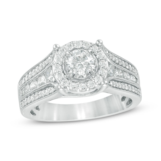 Previously Owned - 1 CT. T.w. Diamond Frame Multi-Row Engagement Ring in 10K White Gold