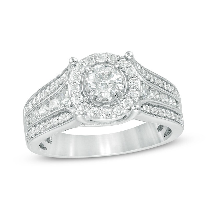 Main Image 1 of Previously Owned - 1 CT. T.W. Diamond Frame Multi-Row Engagement Ring in 10K White Gold