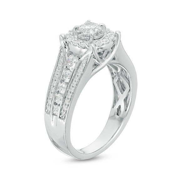 Previously Owned - 1 CT. T.w. Diamond Frame Multi-Row Engagement Ring in 10K White Gold