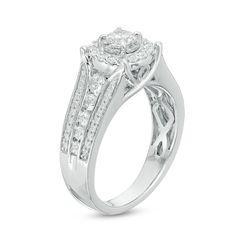 Main Image 2 of Previously Owned - 1 CT. T.W. Diamond Frame Multi-Row Engagement Ring in 10K White Gold