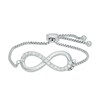 Thumbnail Image 1 of Previously Owned - Lab-Created White Sapphire Infinity Bolo Bracelet in Sterling Silver - 9.0"