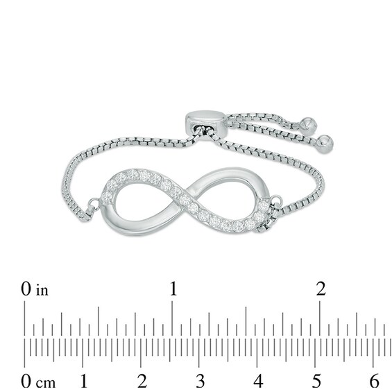 Previously Owned - Lab-Created White Sapphire Infinity Bolo Bracelet in Sterling Silver - 9.0"