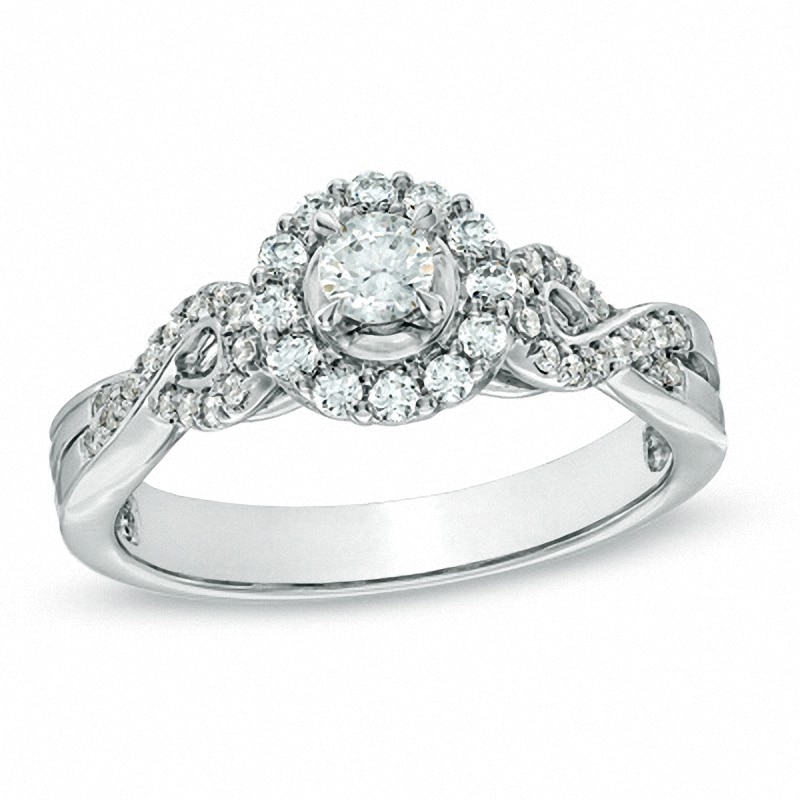 Main Image 1 of Previously Owned - Celebration Ideal 1/2 CT. T.W. Diamond Engagement Ring in 14K White Gold (I/I1)