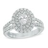 Thumbnail Image 1 of Previously Owned - Vera Wang Love Collection 1-1/2 CT. T.W. Oval Diamond Frame Engagement Ring in 14K White Gold