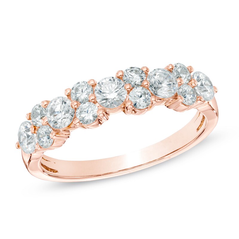 Main Image 1 of Previously Owned - 1 CT. T.W. Diamond Alternating Duo Five Stone Anniversary Band in 10K Rose Gold