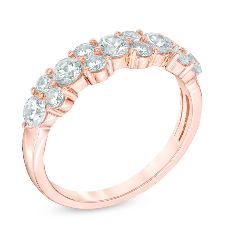 Main Image 2 of Previously Owned - 1 CT. T.W. Diamond Alternating Duo Five Stone Anniversary Band in 10K Rose Gold