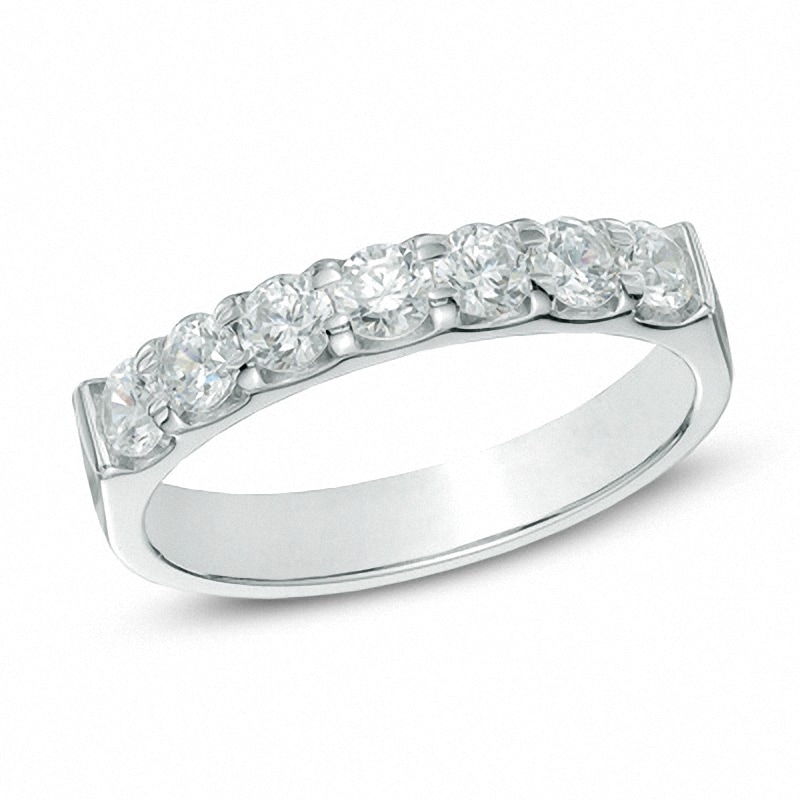 Main Image 1 of Previously Owned - 3/4 CT. T.W. Diamond Seven Stone Anniversary Band in 14K White Gold (I/SI2)