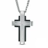 Thumbnail Image 0 of Previously Owned - Men's Diamond Accent Cross Pendant in Two-Tone Stainless Steel - 24"