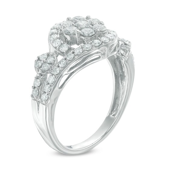 Previously Owned - 1 CT. T.w. Multi-Diamond Swirl Ring in 10K White Gold