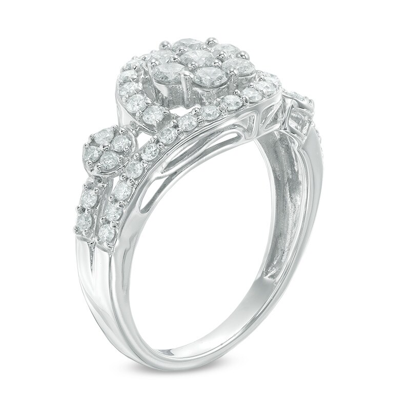 Main Image 2 of Previously Owned - 1 CT. T.W. Multi-Diamond Swirl Ring in 10K White Gold